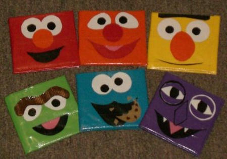 Wallets with faces made from duct tape