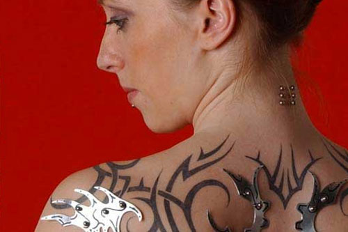 tribalarmor1 Use Piercings and Tattoos to Create Bio Mechanical Body Mods