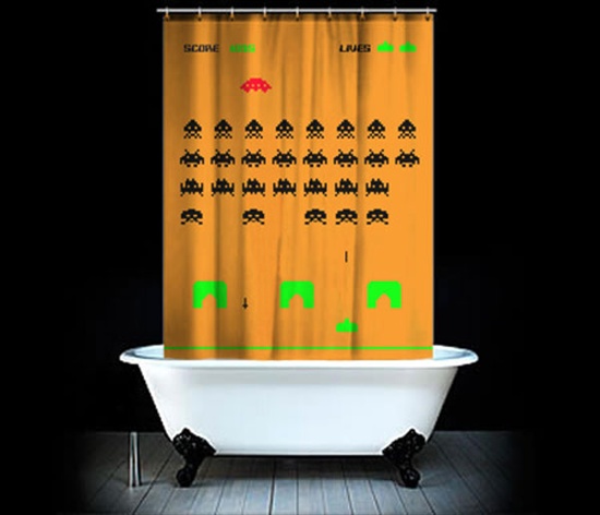 space invaders shower curtain Space Invader Shower Curtain Saves the