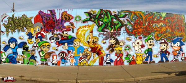 graffiti wallpaper murals. Gaming Graffiti Mural Features