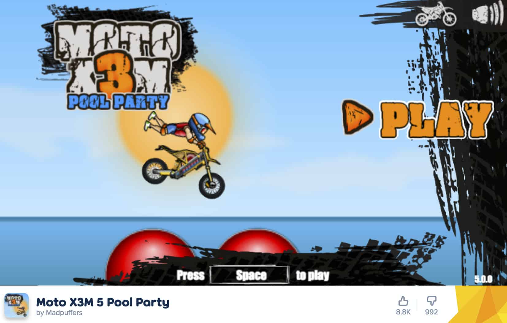 Moto X3M Pool Party Level 7 [3 Stars] Poki.com 