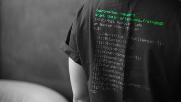html codes written on tshirt