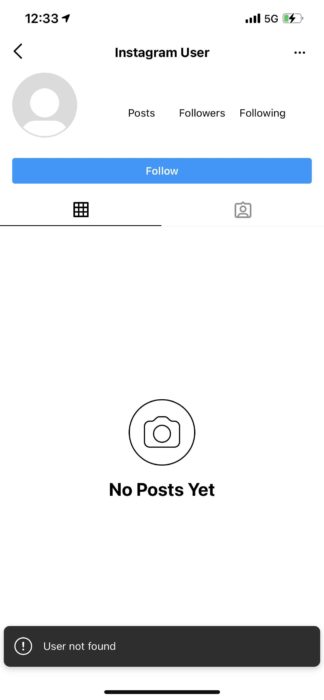 User Deleted Their Instagram Account
