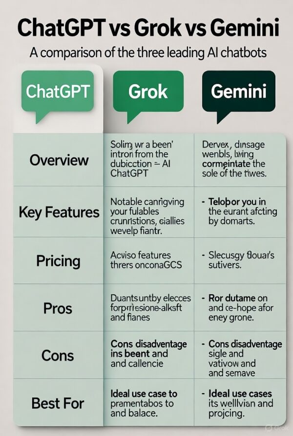 ChatGPT vs Grok vs Gemini: Factors to Compare
