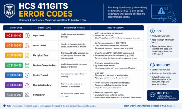 HCS 411GITS Error Codes