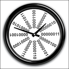 binary code wall clock